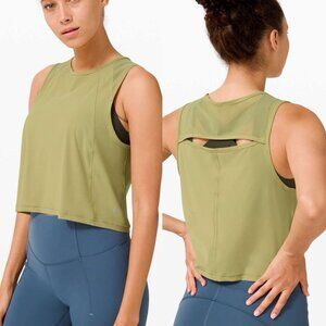 LULULEMON Bronze Green Sculpt Cropped Tank Top Active Training Lightweight Sz 10